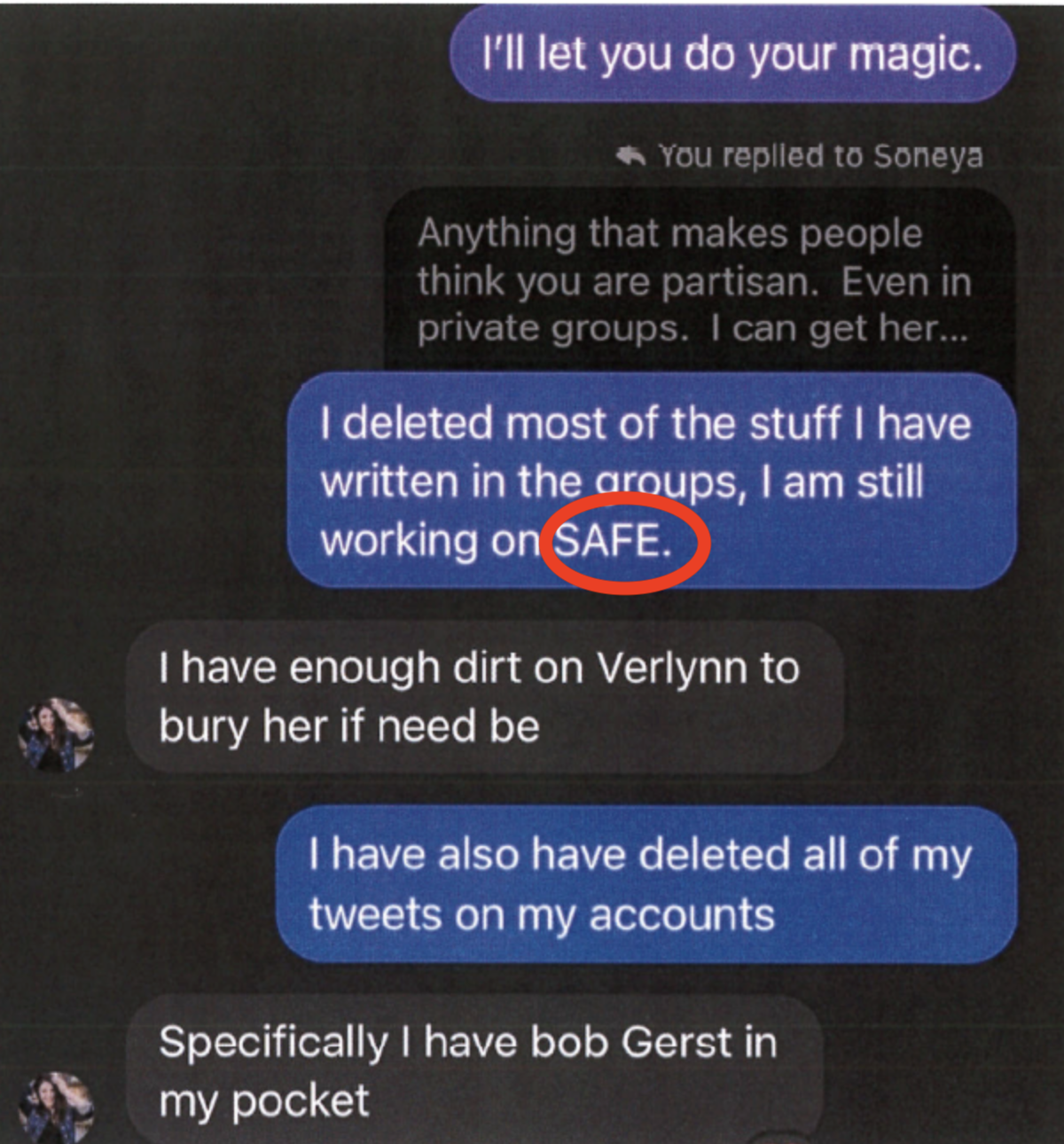 An alleged blackmail message between Yakima councilwoman Soneya Lund and Xander Deccio (husband of the Mayor).