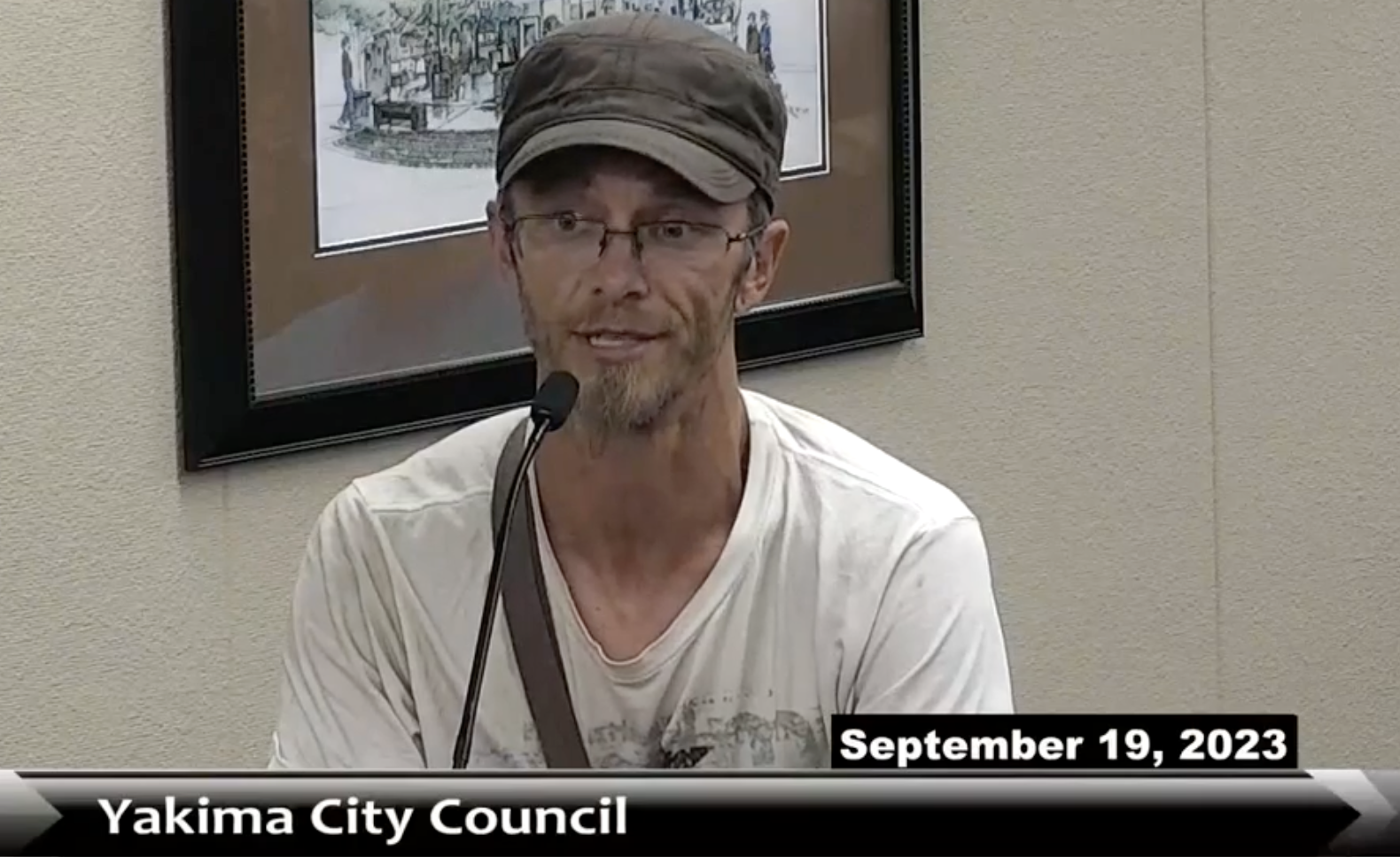 Benjamin Hatfield speaks at the Yakima City Council meeting.