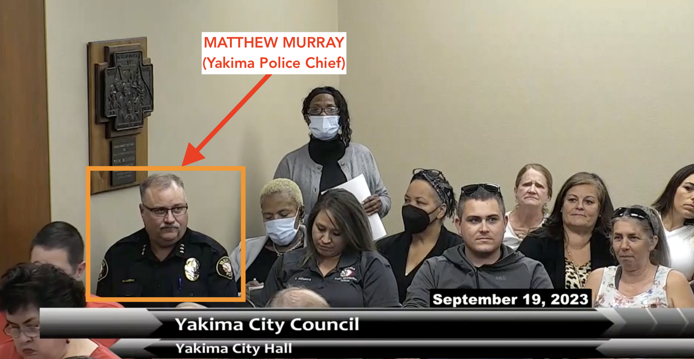 Yakima Police Chief Matt Murray attends city council meeting.
