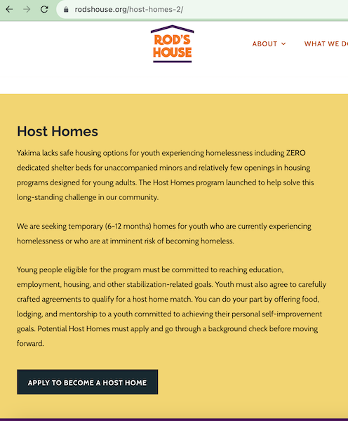 Clip from the Rod's House website on Host Homes.